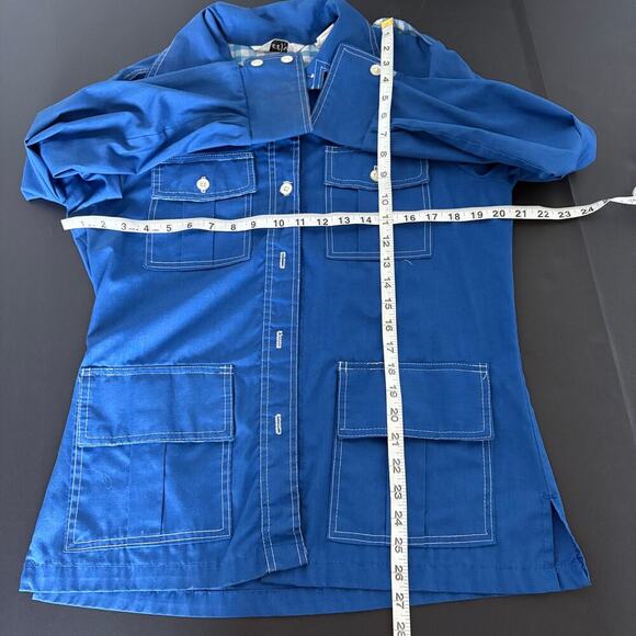 Leisure Jacket 70sVintage Activa Blue Sz 12 plaid contrast ( missing buttons) - Picture 7 of 14